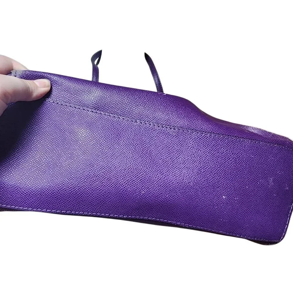 Coach Purple Pebbled Leather Turnlock Tote Bag